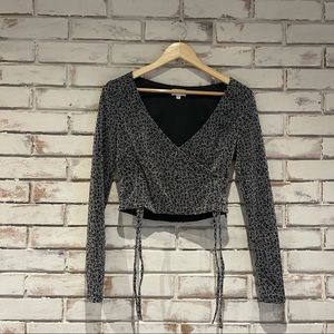Superdown Crop Top Animal Print Shimmer size small silver